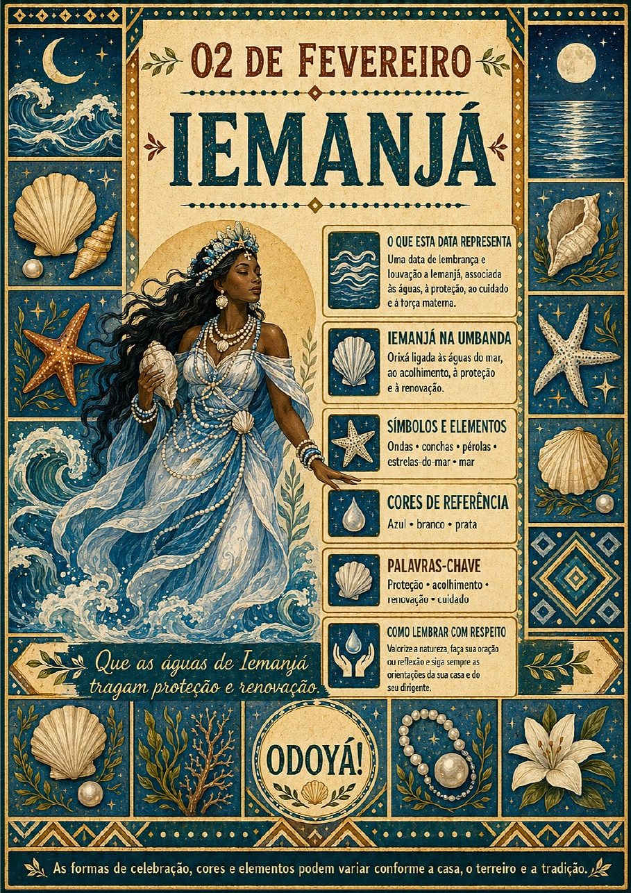 Infográfico A4 de Iemanjá (2 de fevereiro)