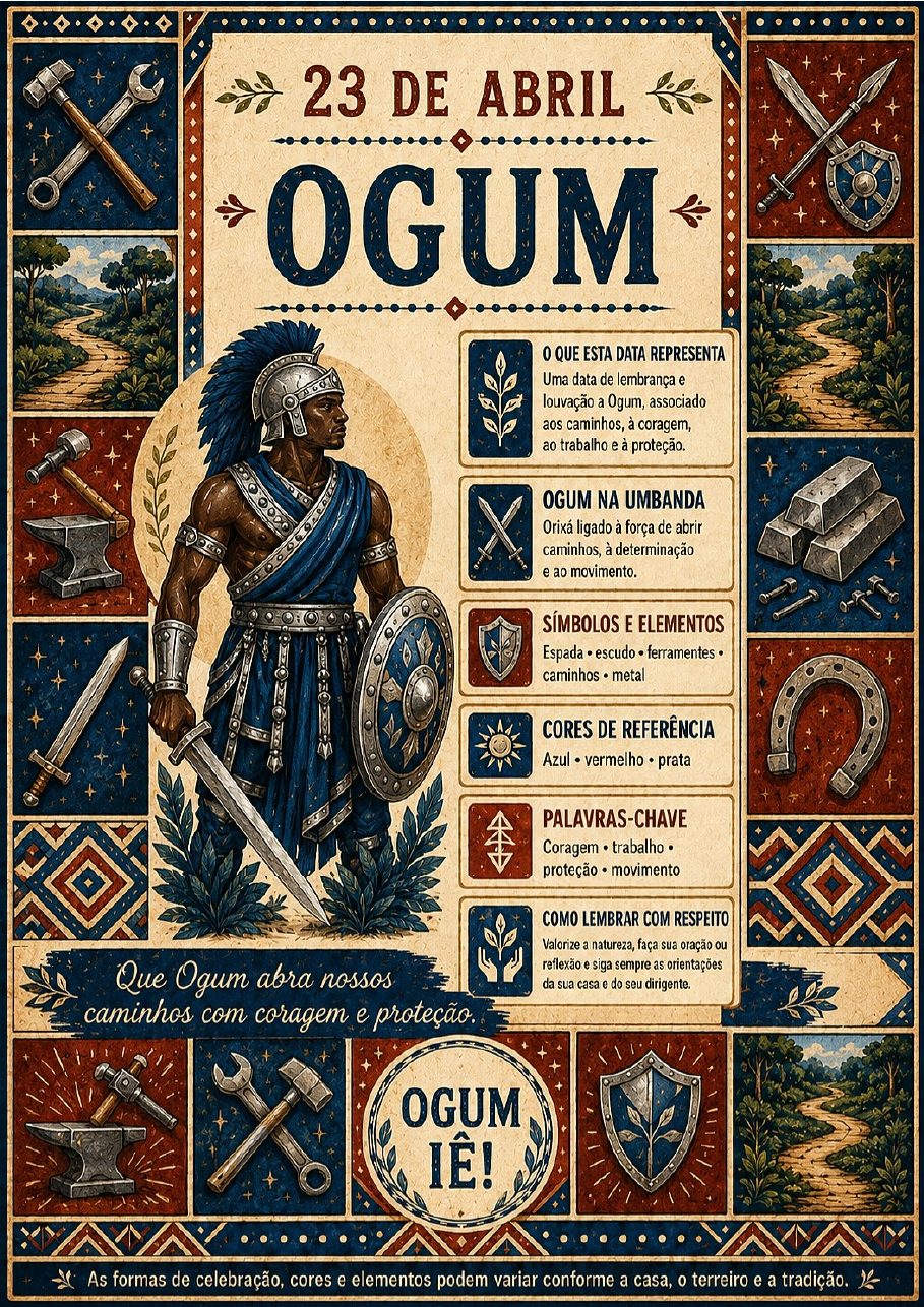 Infográfico A4 de Ogum (23 de abril)