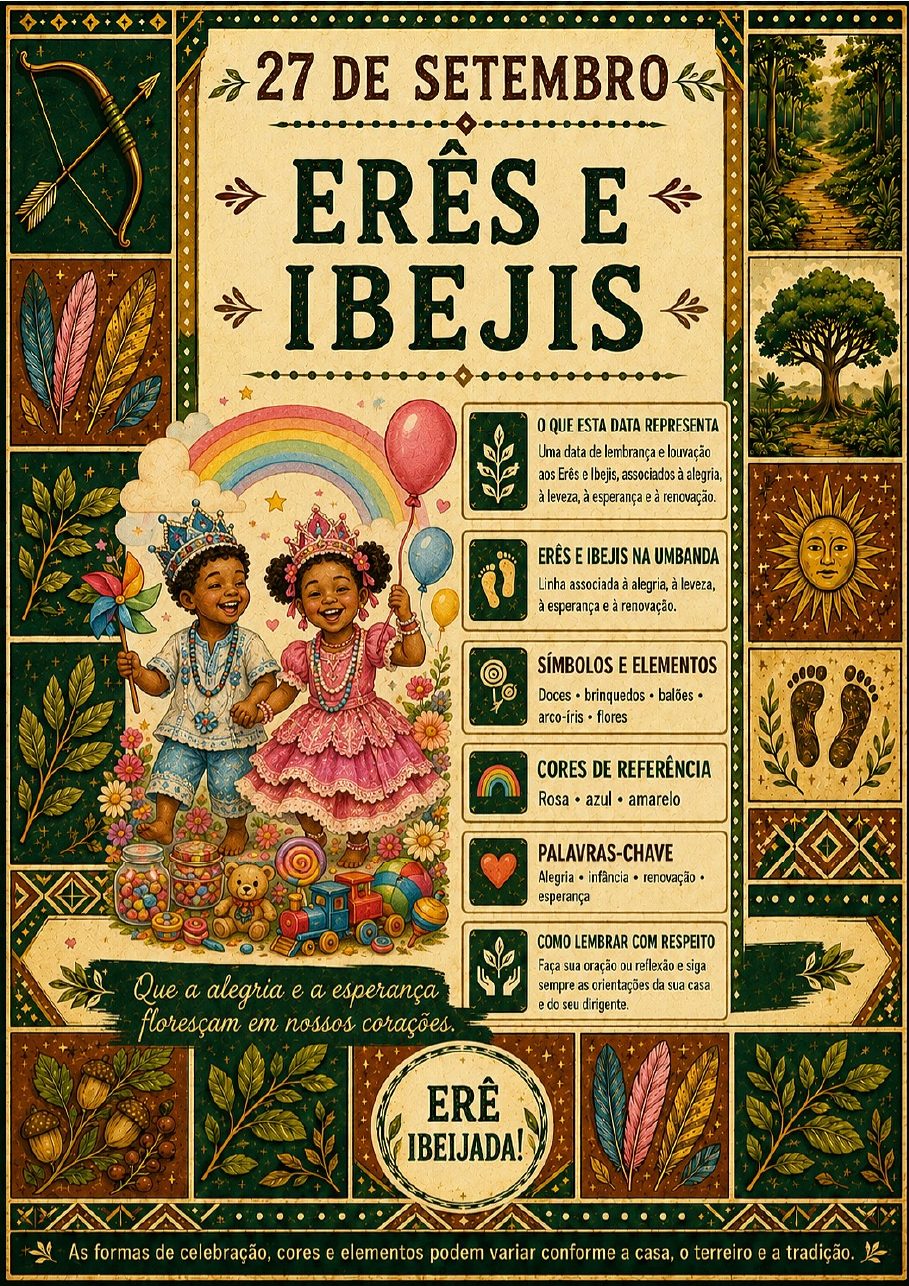 Infográfico A4 de Erês e Ibejis (27 de setembro)