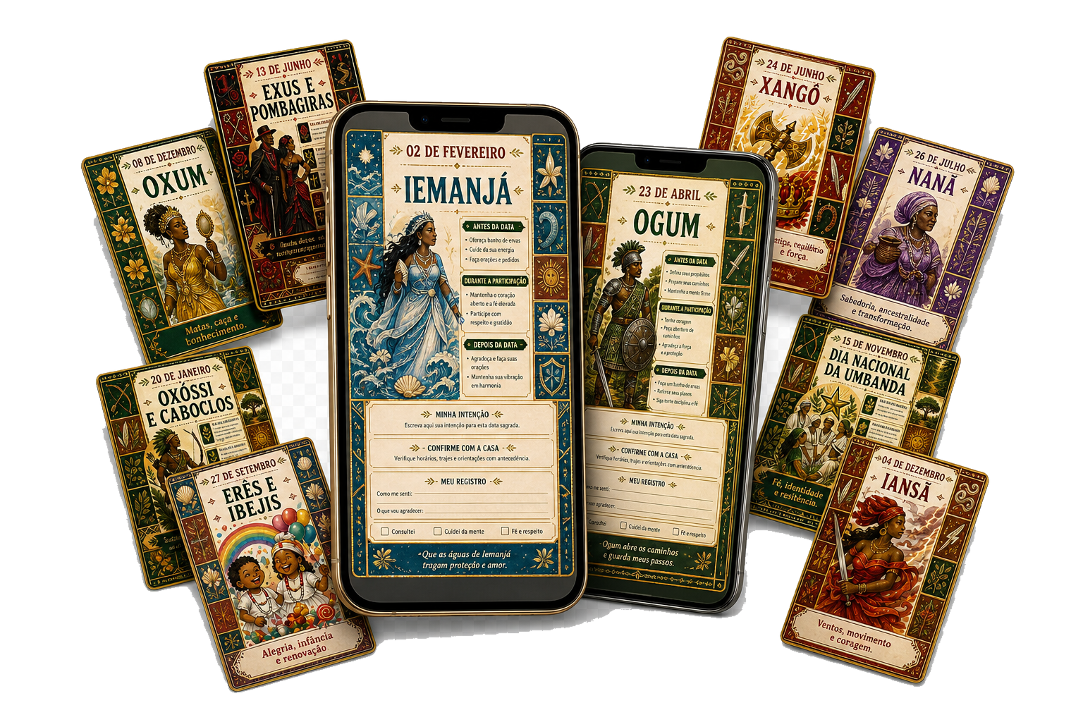 Cards digitais das datas para consultar e compartilhar