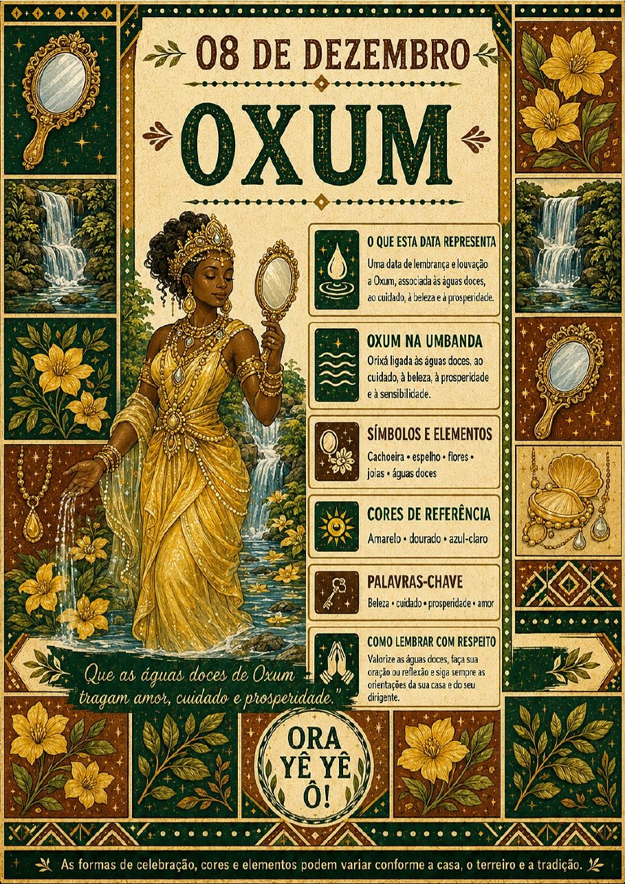 Infográfico A4 de Oxum (8 de dezembro)
